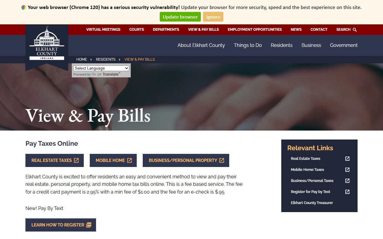 Elkhart County Assessor page for Elkhart Indiana property tax records