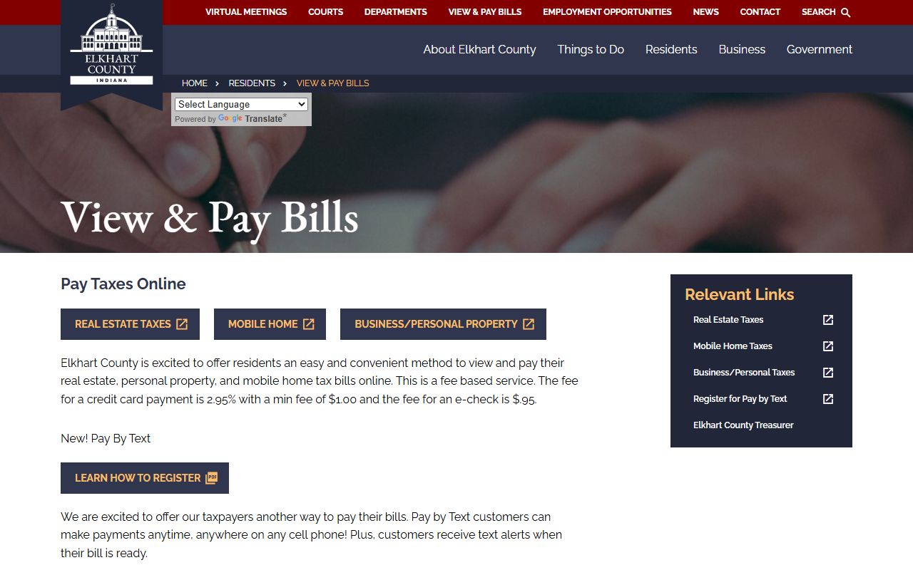 Elkhart County Assessor website for Goshen property tax records