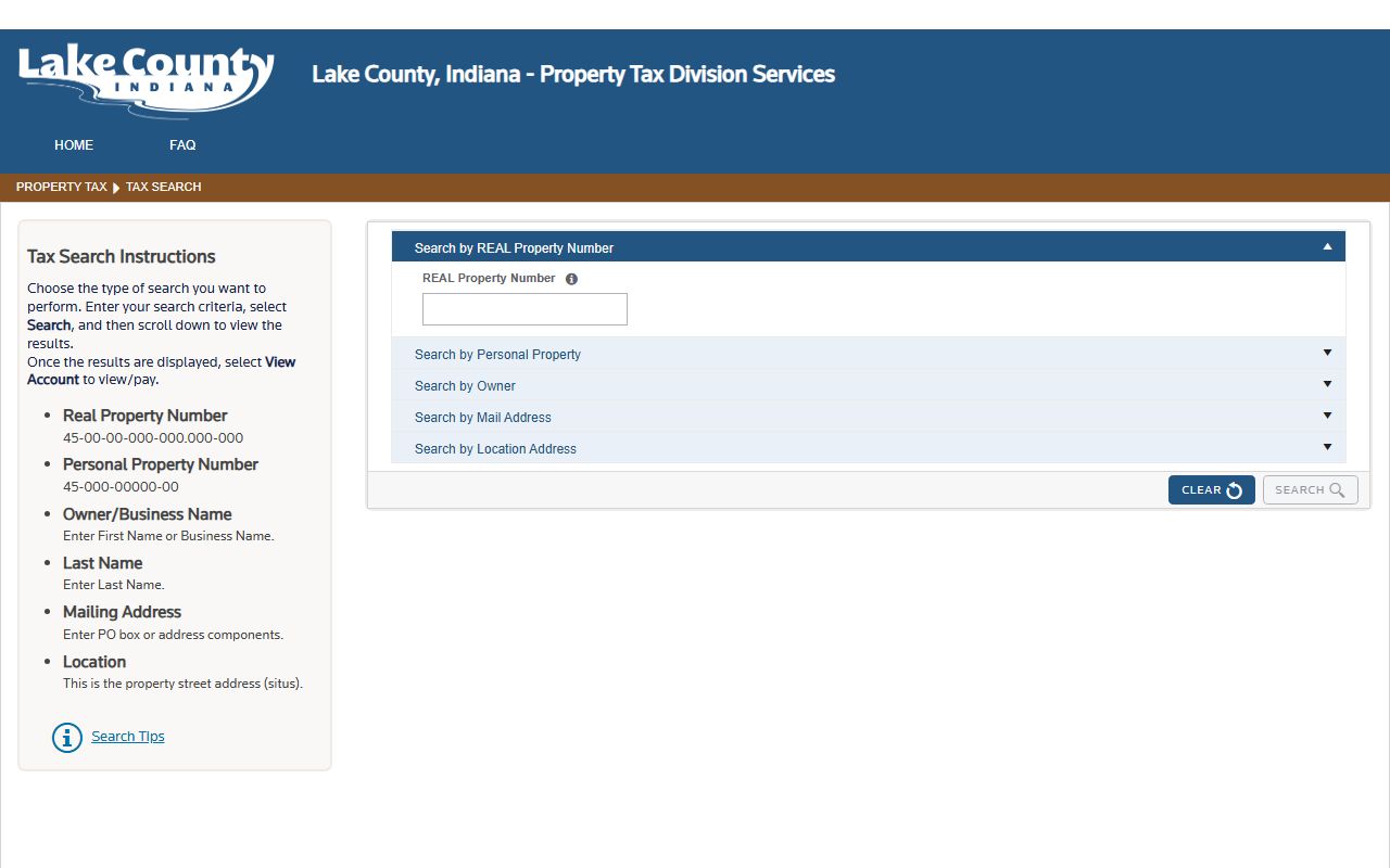 Lake County Assessor page for Hobart Indiana property tax records