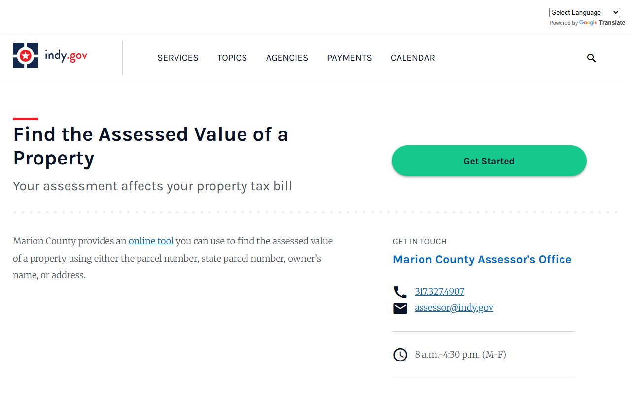 Marion County Assessor Office page for Lawrence property tax records