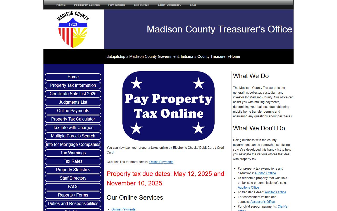 Delaware County Assessor page for Muncie Indiana property tax records