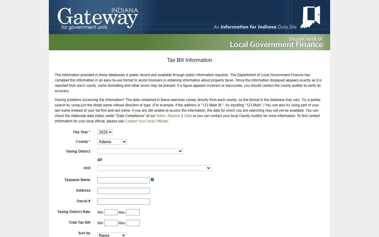 Floyd County government page for New Albany property tax records