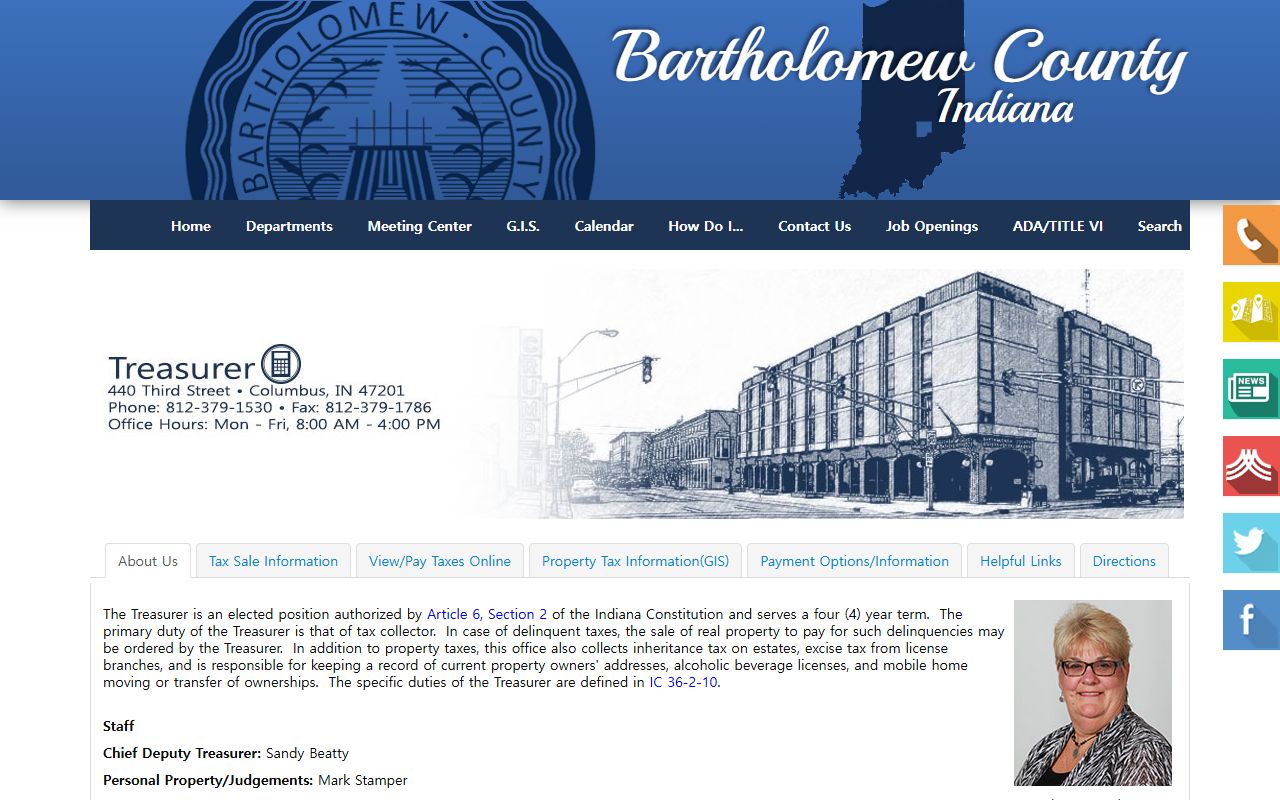 Bartholomew County Treasurer property tax records page