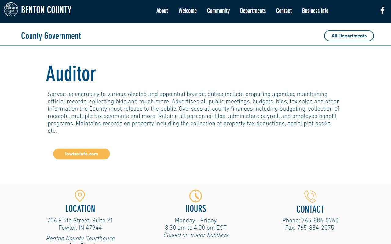 Benton County Auditor property tax records page