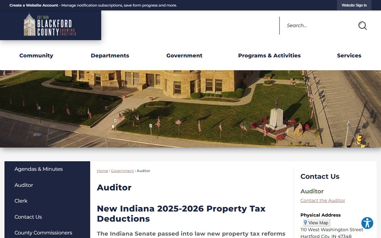 Blackford County Auditor property tax records page