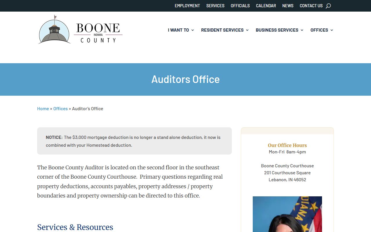 Boone County Auditor property tax records page