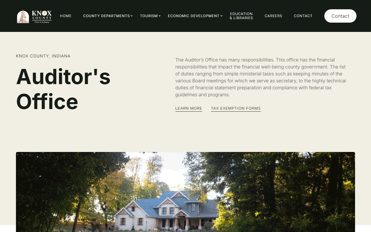 Knox County Auditor office page for Knox County property tax records