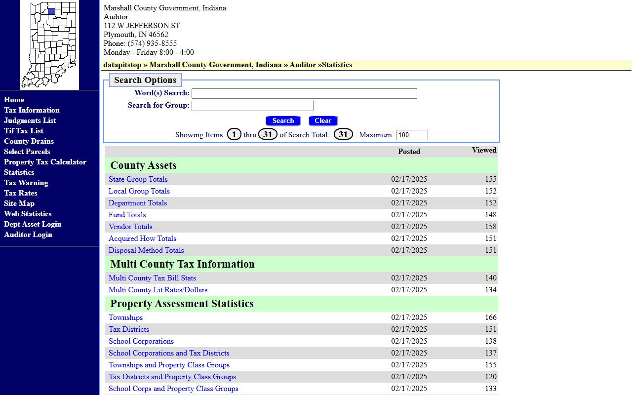 Marshall County government website for property tax records