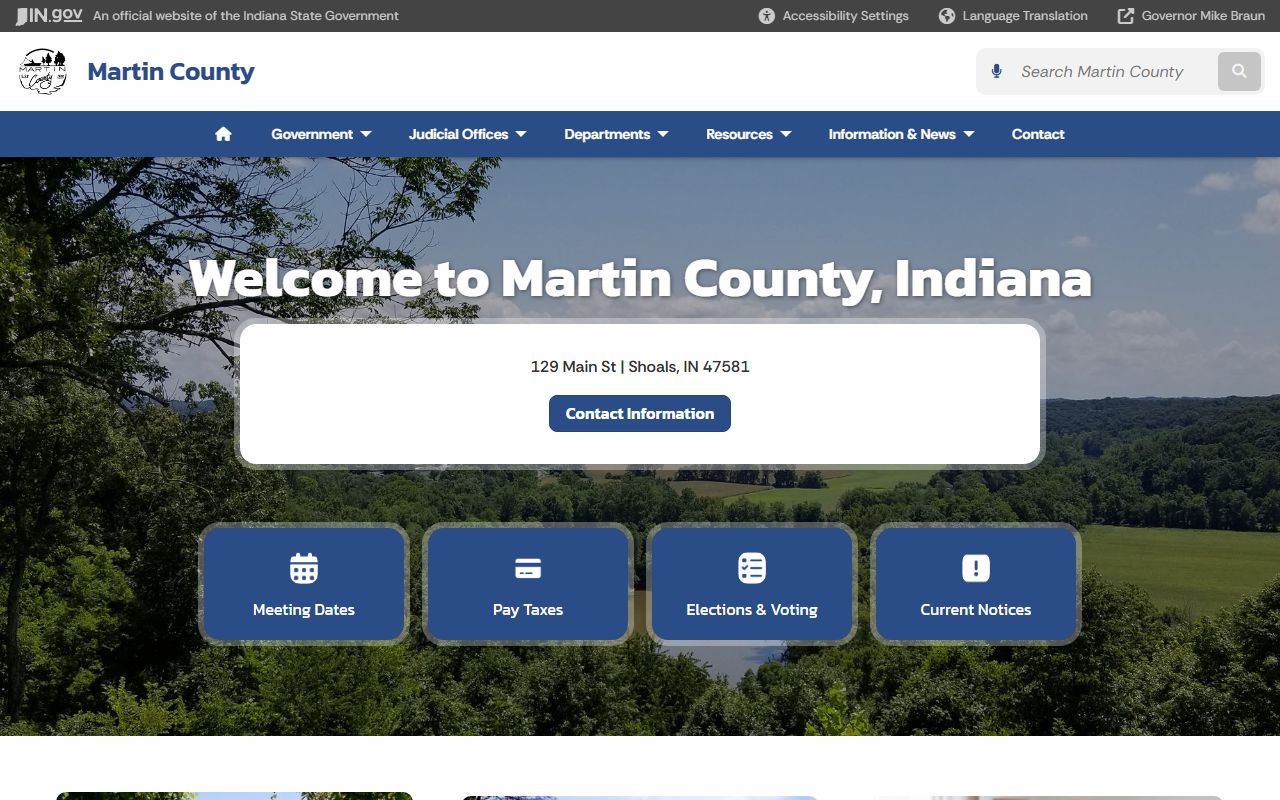 Martin County Indiana government website for property tax records