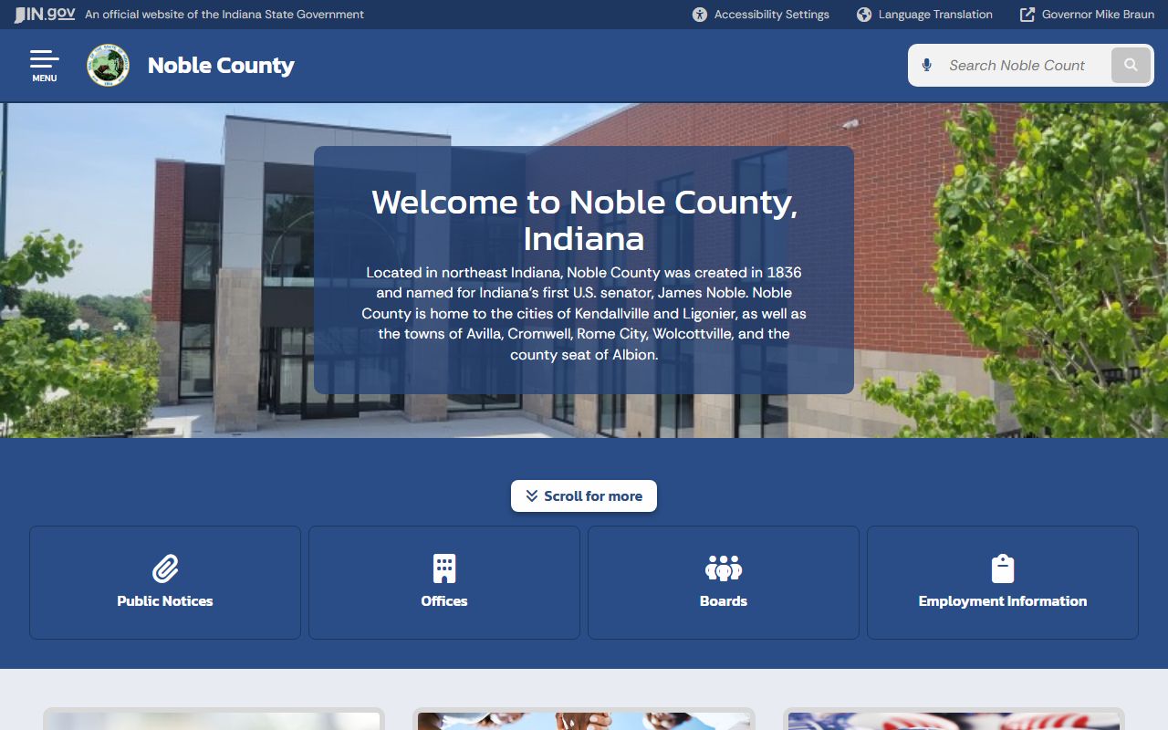 Noble County Indiana property tax records and county office information