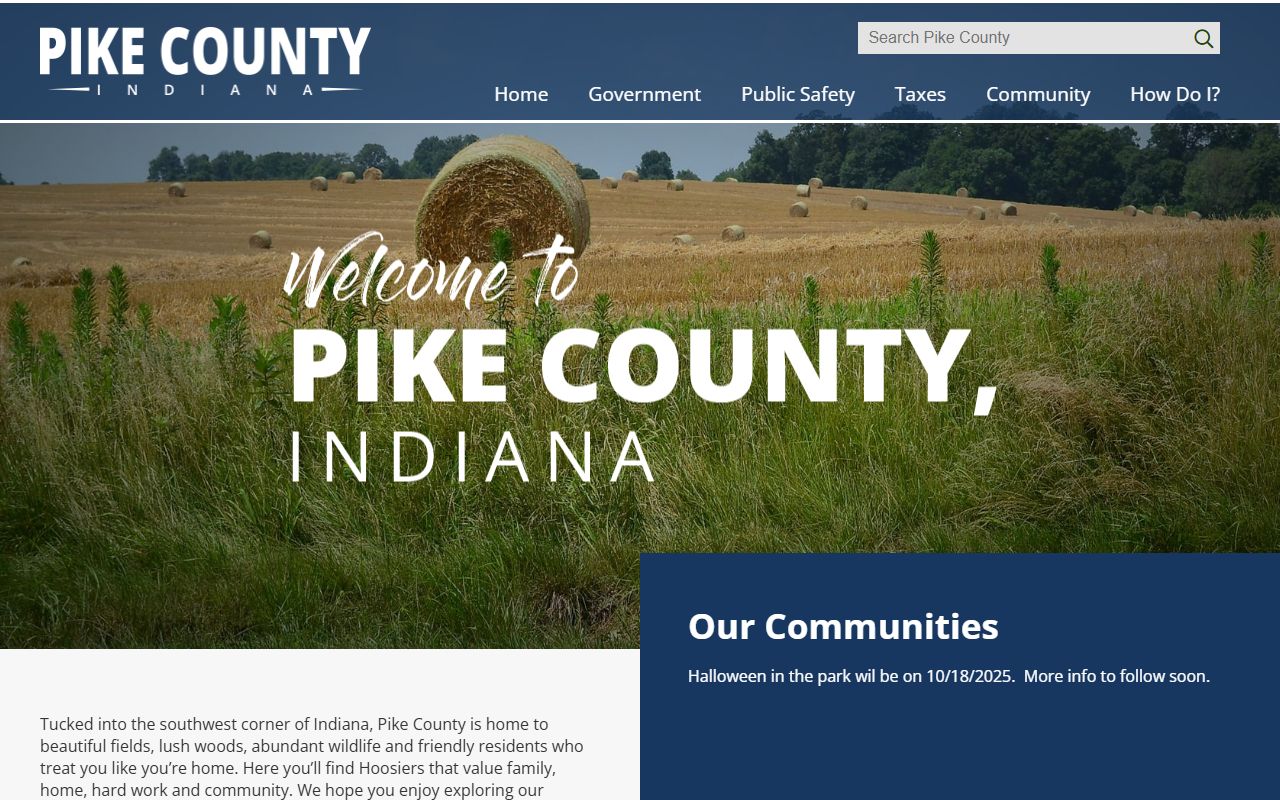Pike County Indiana official website with property tax records and parcel search information