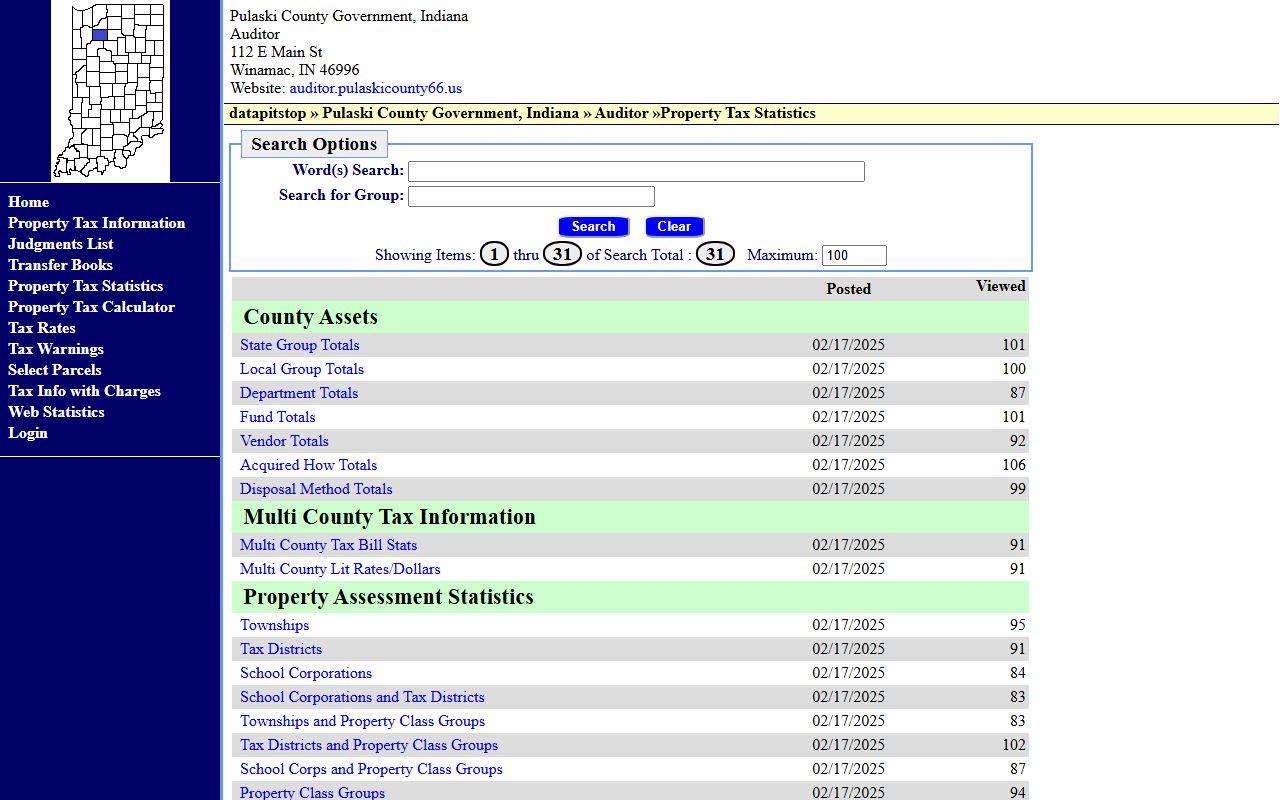 Pulaski County property tax records website at pulaskionline.org