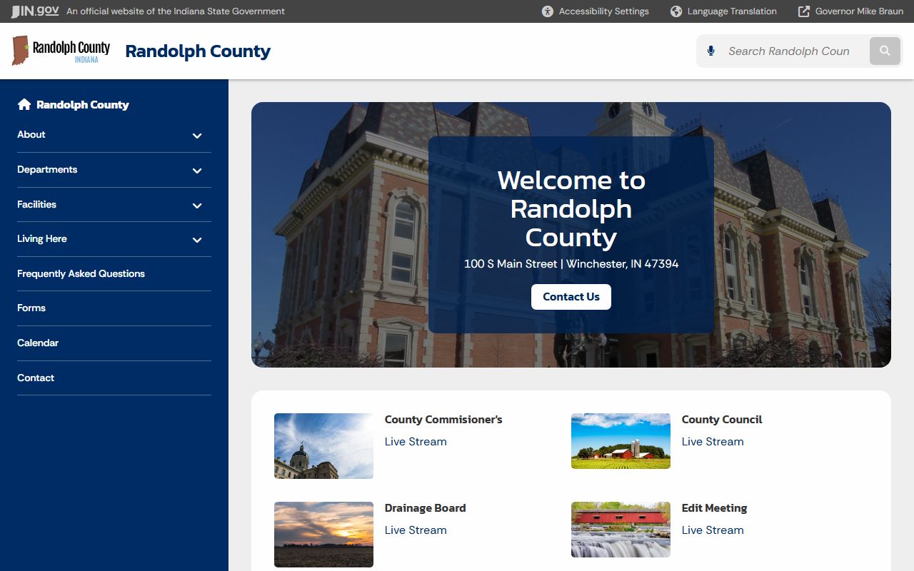 Randolph County Indiana government website for property tax records in Winchester