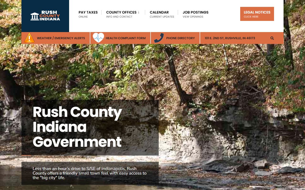 Rush County Indiana government website for property tax records in Rushville